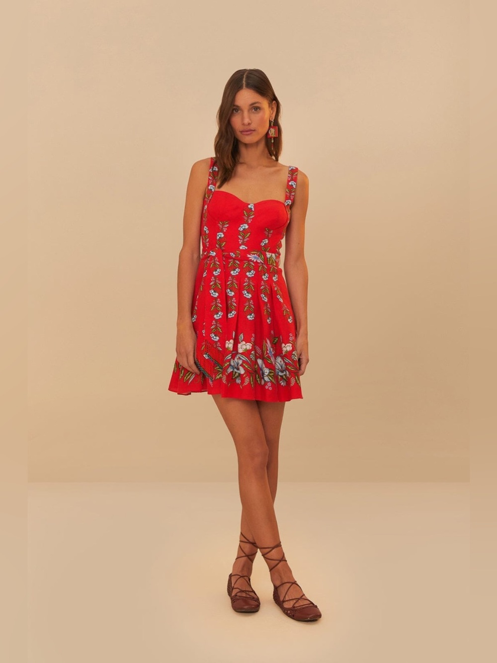 NWOT Farm Rio Red Sweet Bloom Bouquet Mini Dress S